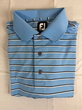 FootJoy Light Blue Polo with Black and White Stripes